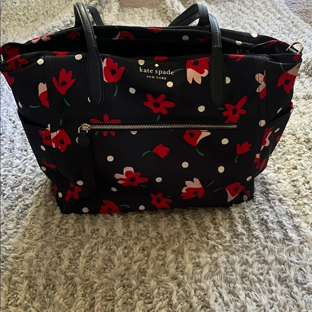 Kate Spade Black and Red Floral Baby Bag